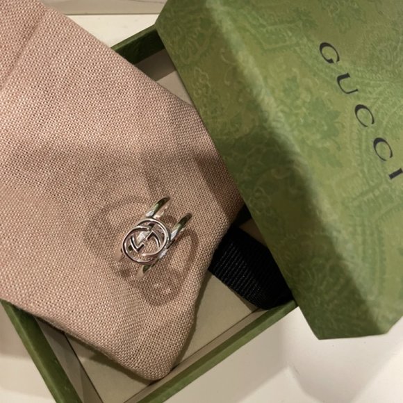 Gucci Interlocking Wide Open Band Ring Authentic NEW Sterling - Picture 6 of 9